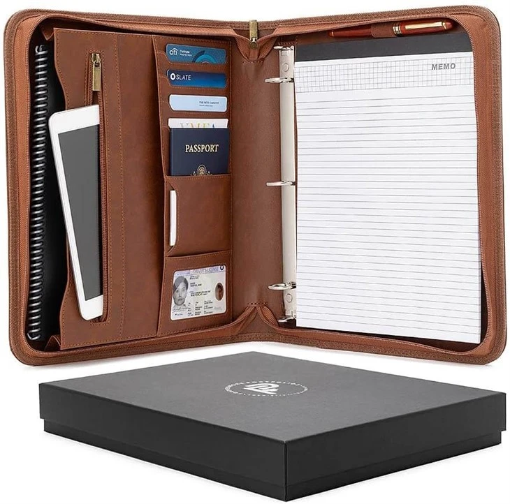 Leather Portfolio With Zipper And Ring Binder Leather Portfolio With Zipper And Ring Binder