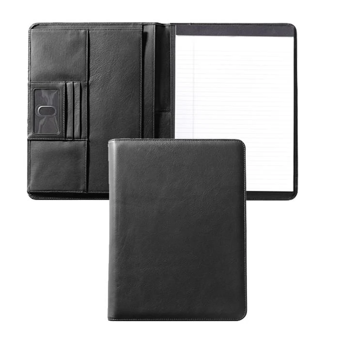 Black Leather Compendium Folder Embossed