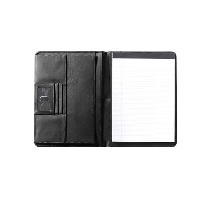 Black Leather Compendium Folder Embossed