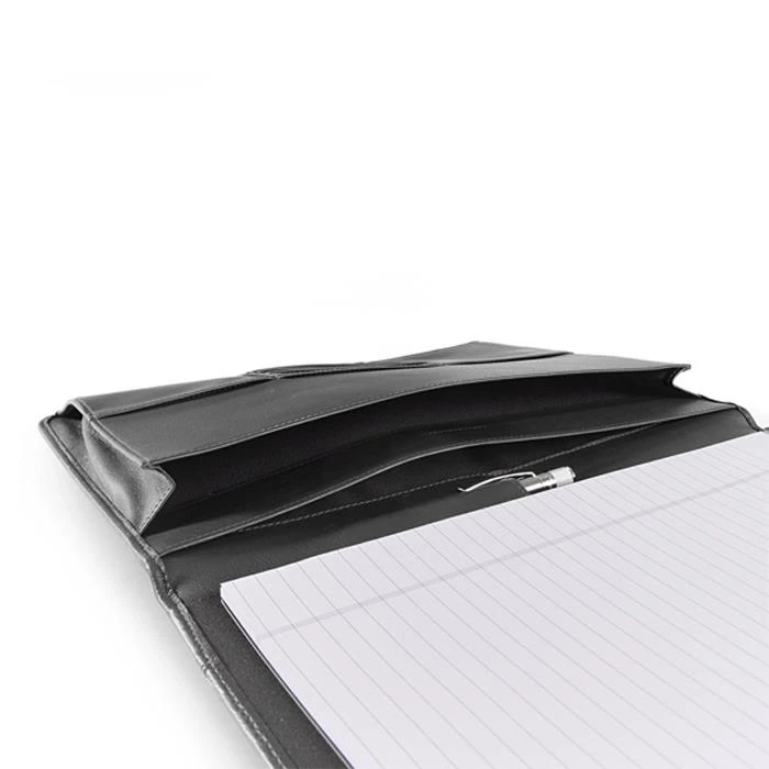 Black Leather Compendium Folder Embossed