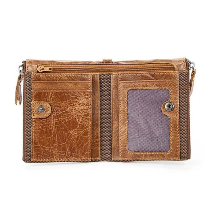 Card Holder Wallet Genuine Leather With Zipper